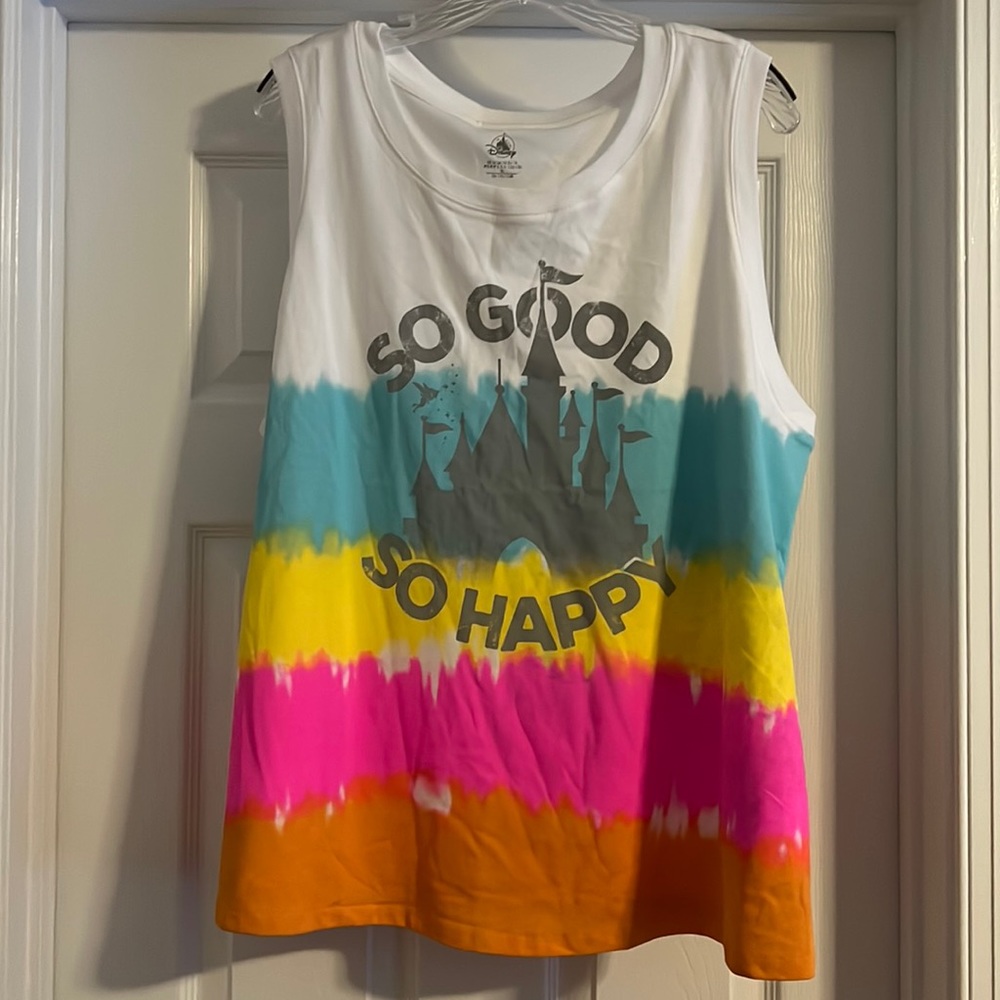 Disney ‘So Good So Happy’ rainbow Tie dye castle tank